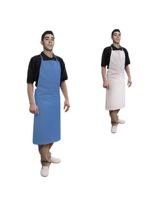 DELANTAL CON PETO PVC EXTRA 70x125 cm. (BLANCO - AZUL)