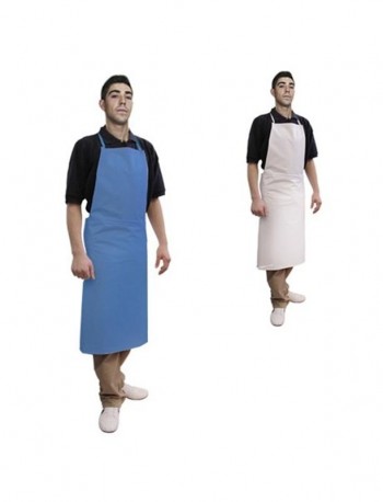 DELANTAL CON PETO PVC EXTRA 70x125 cm. (BLANCO - AZUL)