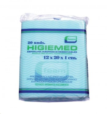ESPONJA JABONOSA FOAM HIGIEMED ENVASADO AL VACIO (12x20x1) 20Ux80P