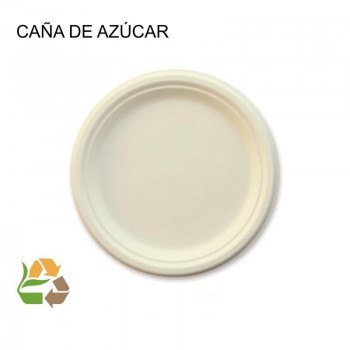PLATO LLANO FIBRA CAÑA  DE AZUCAR 170mm (1000u)