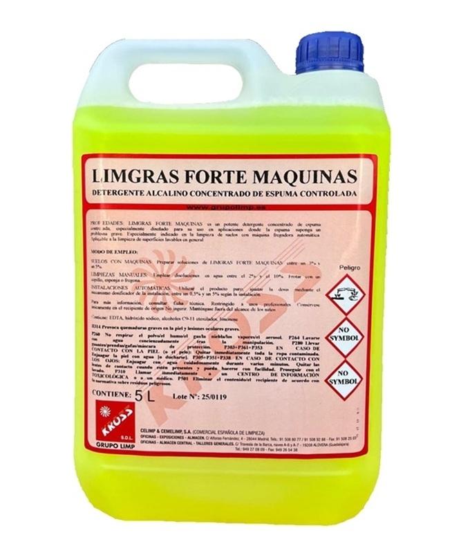 LIMGRAS FORTE MAQUINAS -SIN ESPUMA- (5L) -Desengrasante Fregadoras/Hidrolimpiadoras
