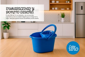 CUBO AZUL 15L RECTANGULAR CON ESCURRIDOR